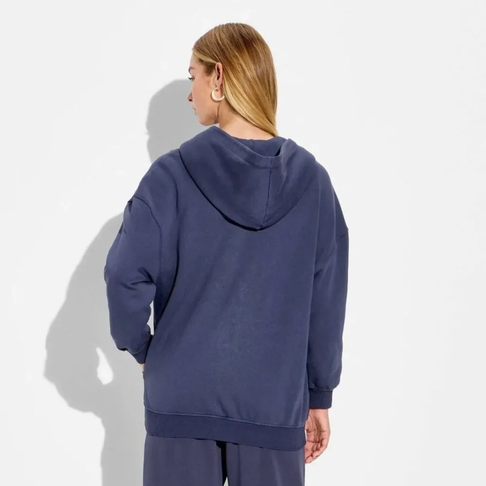 Wild Fable - Women's Full Zip Hoodie - Wild Fable Slate Blue M Blue - Picture 3 of 3